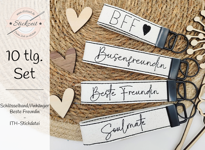 Schlüsselanhänger Band Beste Freundin - ITH-Stickdatei